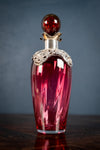 Victorian Silver Mounted Cranberry Glass Decanter by Mitchell Bosley & Co - Harrington Antiques